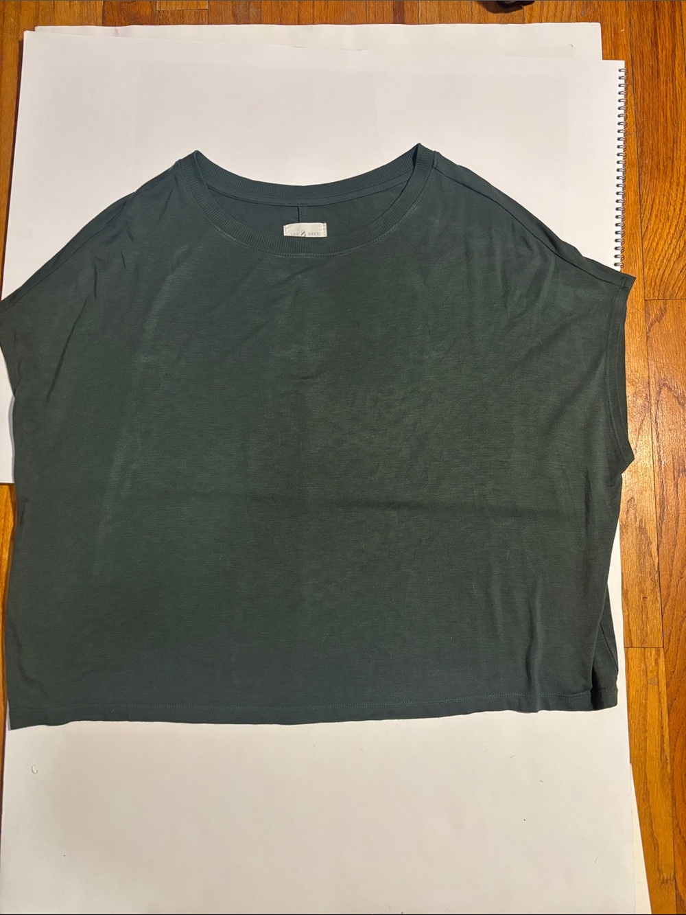 Lou & Grey Deep Green boxy rayon blend Cropped Tee
